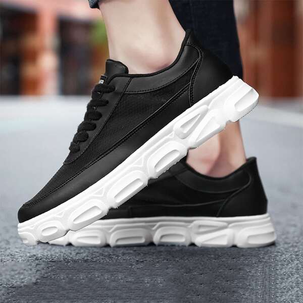 

Men Lace-up Front Low Top Sneakers, Black