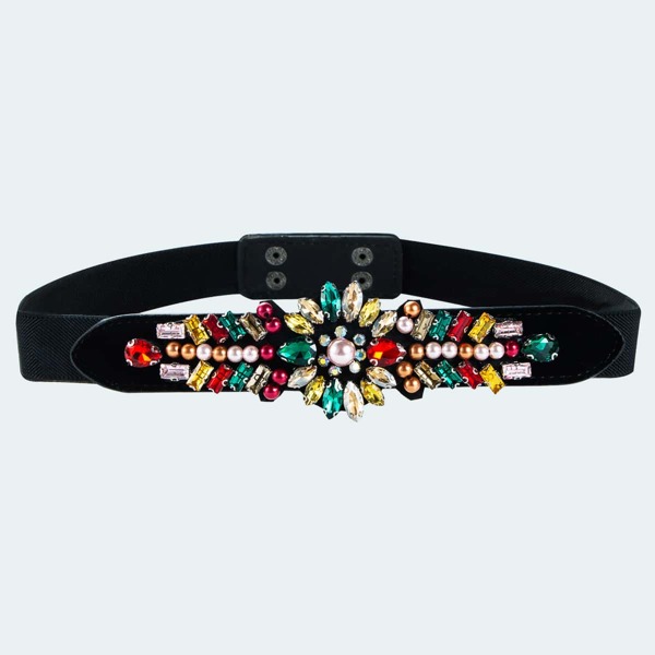 

Rhinestone Decor Elastic Belt, Multicolor