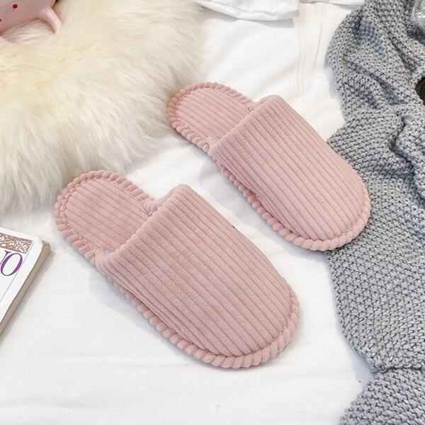 

Minimalist Textured Bedroom Slippers, Pink