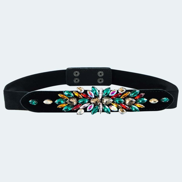 

Rhinestone Decor Elastic Belt, Multicolor