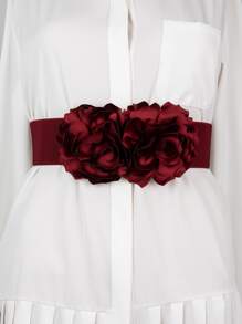 Thắt lưng rộng với trang trí hoa - Màu Đỏ Sâu - Xem 1