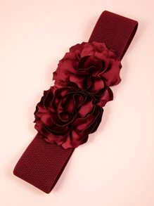 Thắt lưng rộng với trang trí hoa - Màu Đỏ Sâu - Xem 2