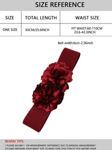 Thắt lưng rộng với trang trí hoa - Màu Đỏ Sâu - Xem 3