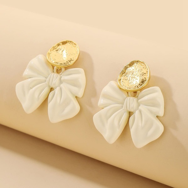 

Bow Drop Earrings, Beige