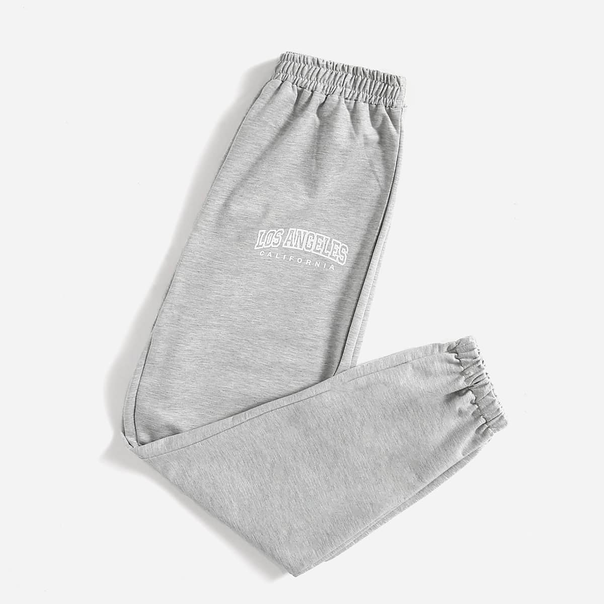 

Letter Print Sweatpants, Light grey