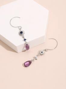 1pc Water Drop Earrings Copper Jewelry - Purple - View 2