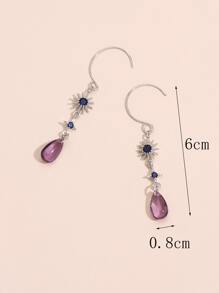 1pc Water Drop Earrings Copper Jewelry - Purple - View 3