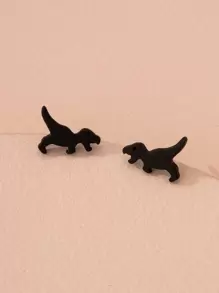 Khủng long Stud Earrings - màu đen - Xem 1