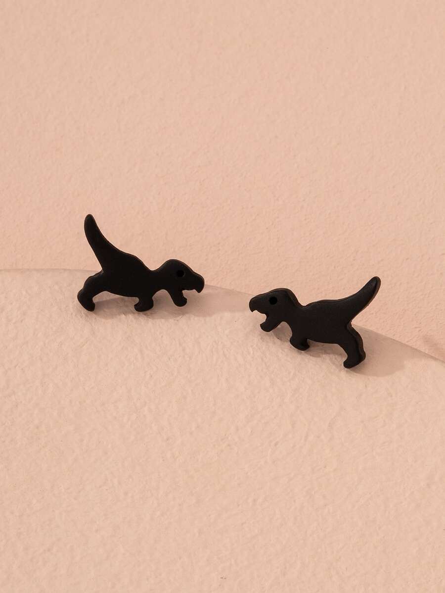 Khủng long Stud Earrings - màu đen - Xem 1