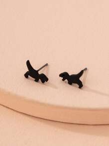 Khủng long Stud Earrings - màu đen - Xem 2