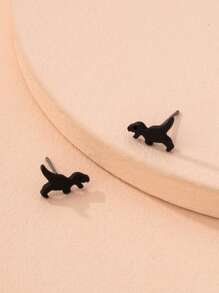 Khủng long Stud Earrings - màu đen - Xem 4