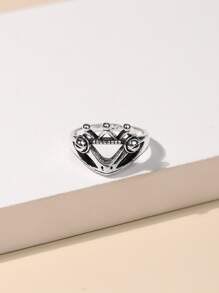 1入組合金戒指 - 復古銀色 - 查看 2