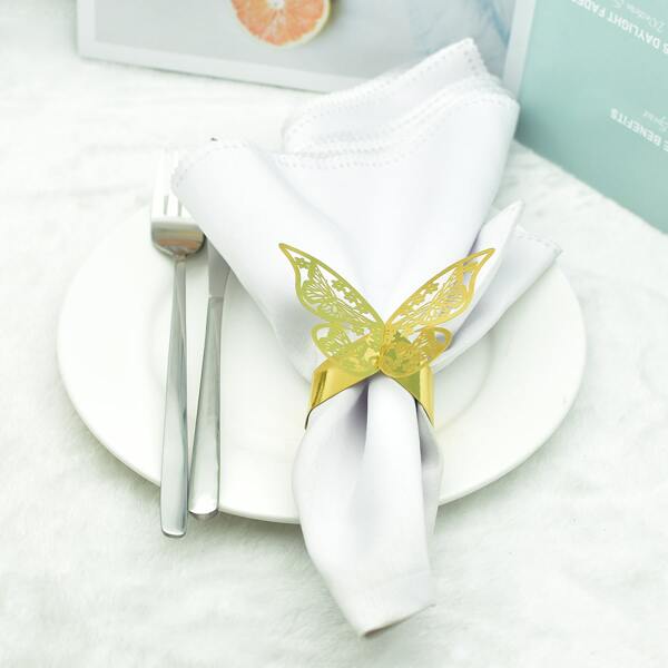 

10pcs Hollow Butterfly Napkin Ring, Gold