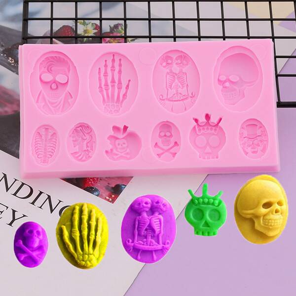 

1pc Halloween Skull Chocolate Mold, Pink