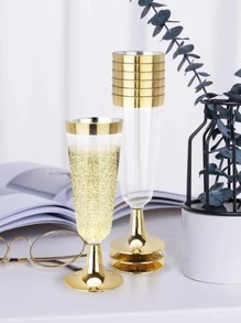 6pcs Disposable Plastic Champagne Glass - Gold - View 1