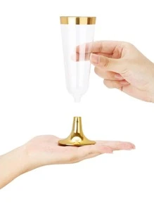 6pcs Disposable Plastic Champagne Glass - Gold - View 3