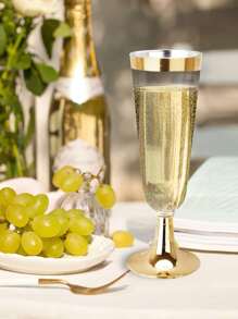 6pcs Disposable Plastic Champagne Glass - Gold - View 4