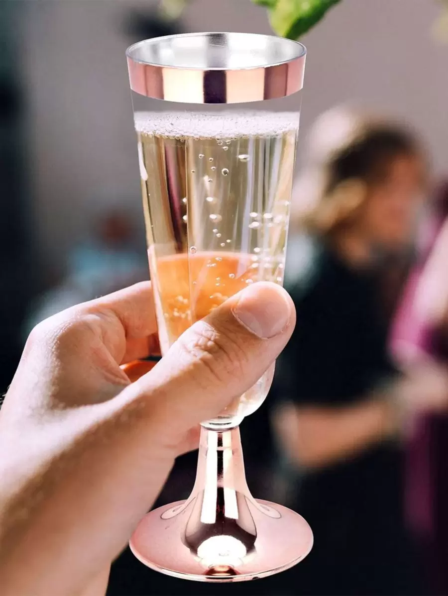 6pcs Disposable Plastic Champagne Glass - Rose Gold - View 1