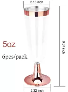 6pcs Disposable Plastic Champagne Glass - Rose Gold - View 2