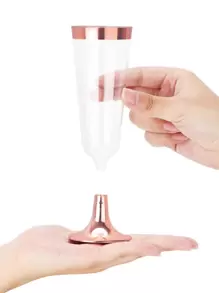 6pcs Disposable Plastic Champagne Glass - Rose Gold - View 3