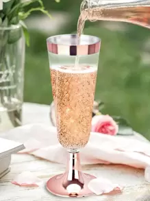 6pcs Disposable Plastic Champagne Glass - Rose Gold - View 5