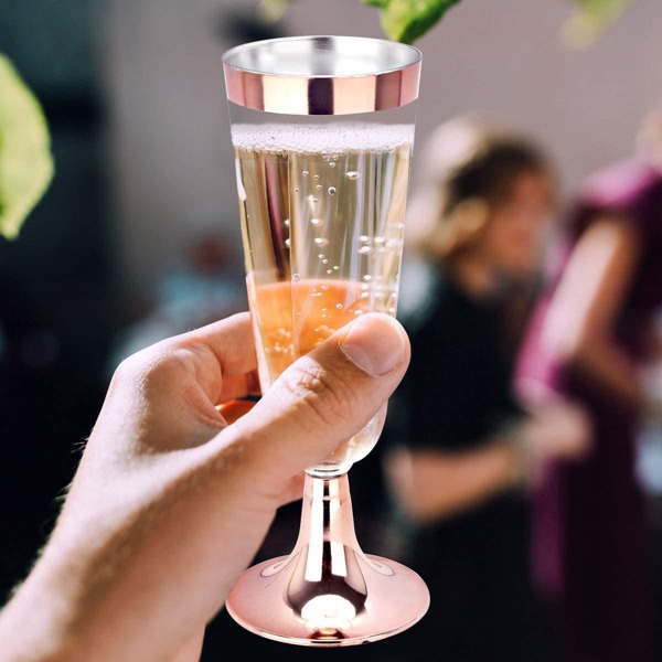 

6pcs Disposable Plastic Champagne Glass, Rose gold