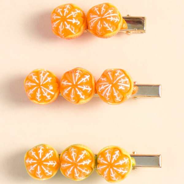 

3pcs Toddler Girls Orange Decor Hair Clip