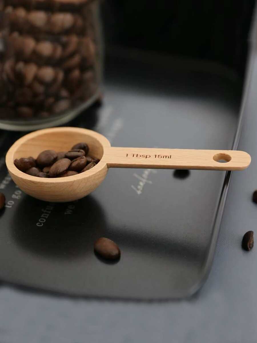 1 件木制咖啡量匙学校用品 - 卡其色 - 查看 1