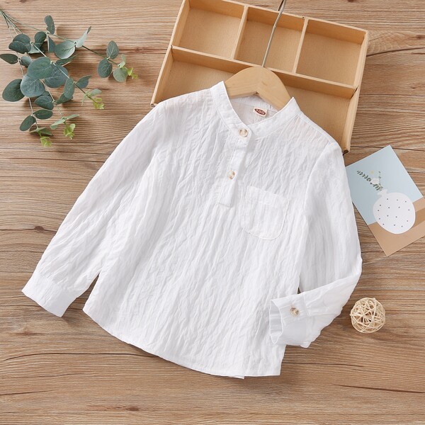 

Toddler Boys Patched Pocket Shirt, White