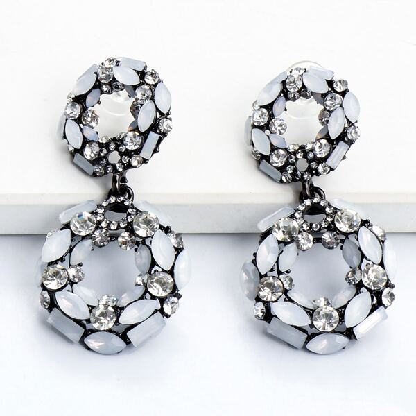 

Rhinestone Decor Round Drop Earrings, Multicolor