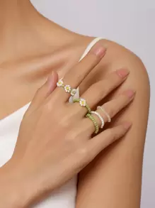 5入組串珠戒指 - 彩色 - 查看 1