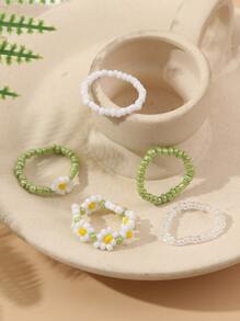 5入組串珠戒指 - 彩色 - 查看 3