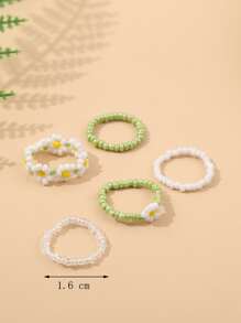 5入組串珠戒指 - 彩色 - 查看 4