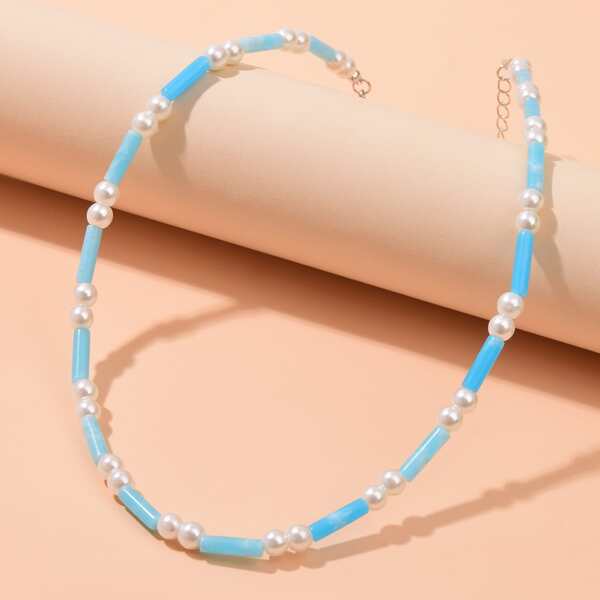 

Stone & Faux Pearl Beaded Necklace, Multicolor
