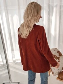 Blazer de cuello con solapa de pana - Óxido marrón - Ver 2