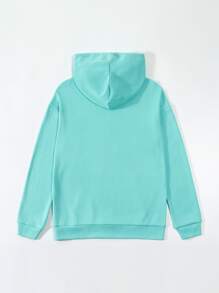Sudadera con capucha con cordón con bolsillo delantero - Azul menta - Ver 2