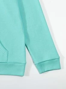 Sudadera con capucha con cordón con bolsillo delantero - Azul menta - Ver 4