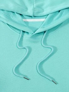 Sudadera con capucha con cordón con bolsillo delantero - Azul menta - Ver 5