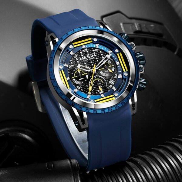 

Men Triple Dial Round Pointer Date Quartz Watch
