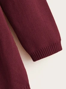 SHEIN LUNE Cárdigan con capucha con doble bolsillo con cordón - Burdeos - Ver 3