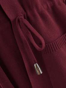 SHEIN LUNE Cárdigan con capucha con doble bolsillo con cordón - Burdeos - Ver 4