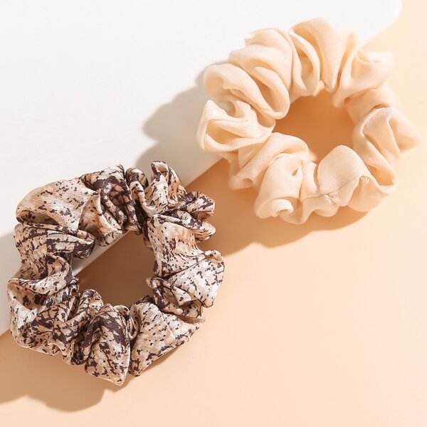 

2pcs Girls Snakeskin Print Scrunchie, Multicolor