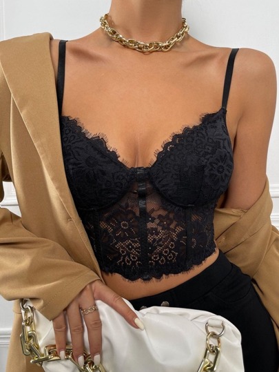 Chiquease Lace Bustier Crop Cami Top
