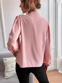 Chiquease Bishop Sleeve Button Up Blouse,Long Sleeve Tops Fall Cloth For Women - Baby Pink - View 2