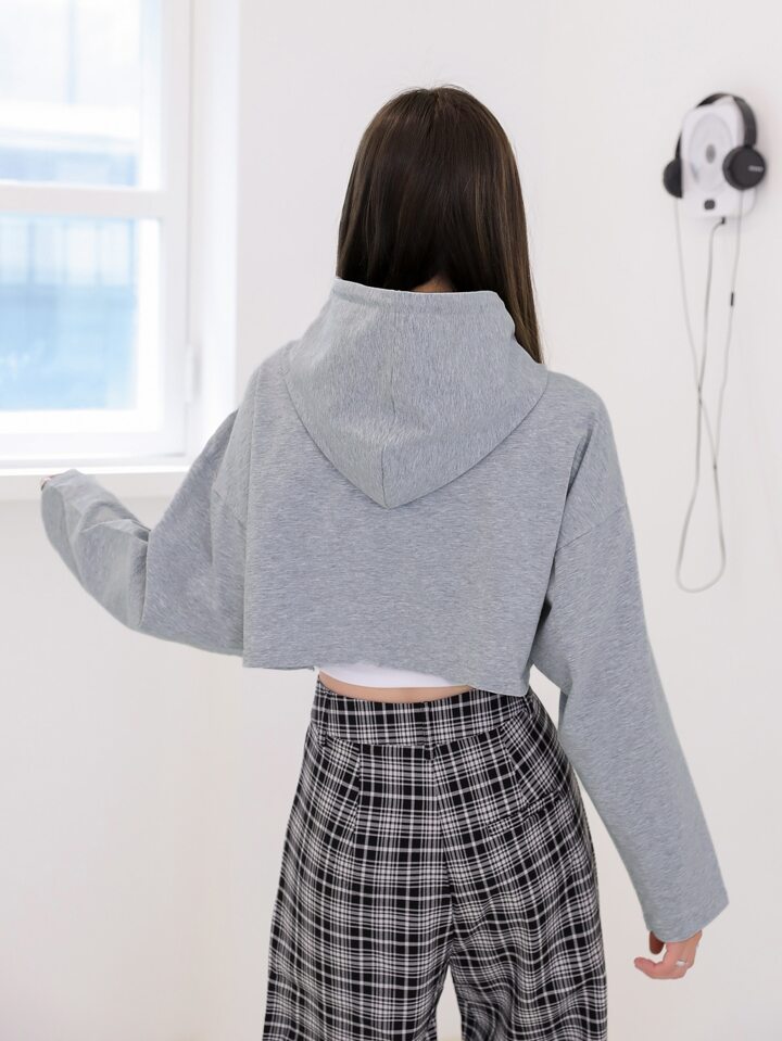 DAZY 文字グラフィック ドロップショルダー ドローストリング Tシャツなし DAZY 文字グラフィック ドロップショルダー クロップド丈
