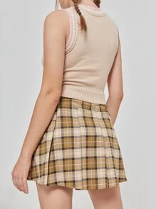 ROMWE Plaid Pleated Skirt - Multicolor - View 6