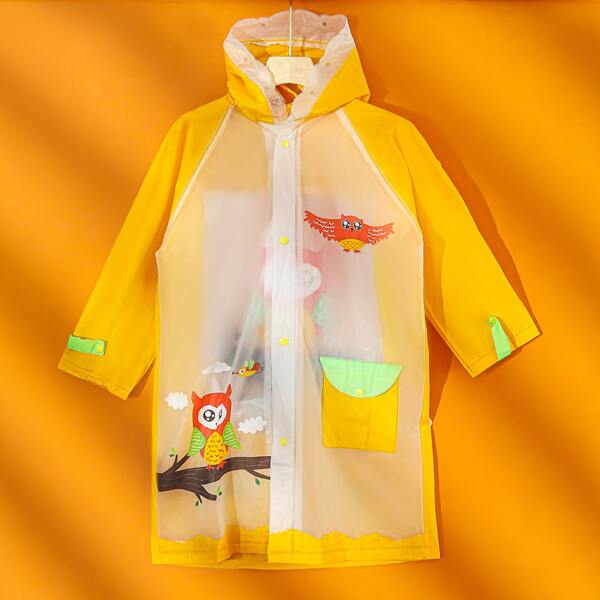 

Cartoon Graphic Kids Raincoat, Yellow