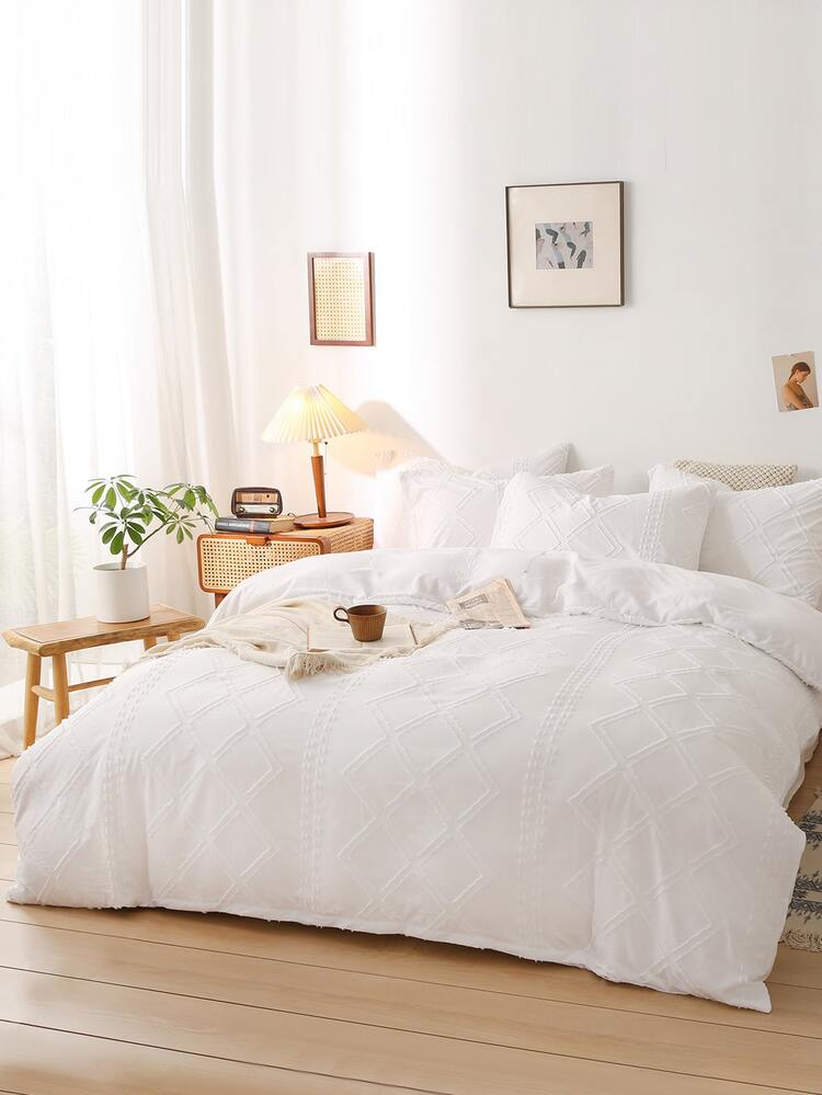 流蘇細節被套套裝不附帶內芯 - 白色 - 查看 7