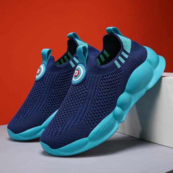 

Boys Knit Detail Slip On Running Shoes, Blue