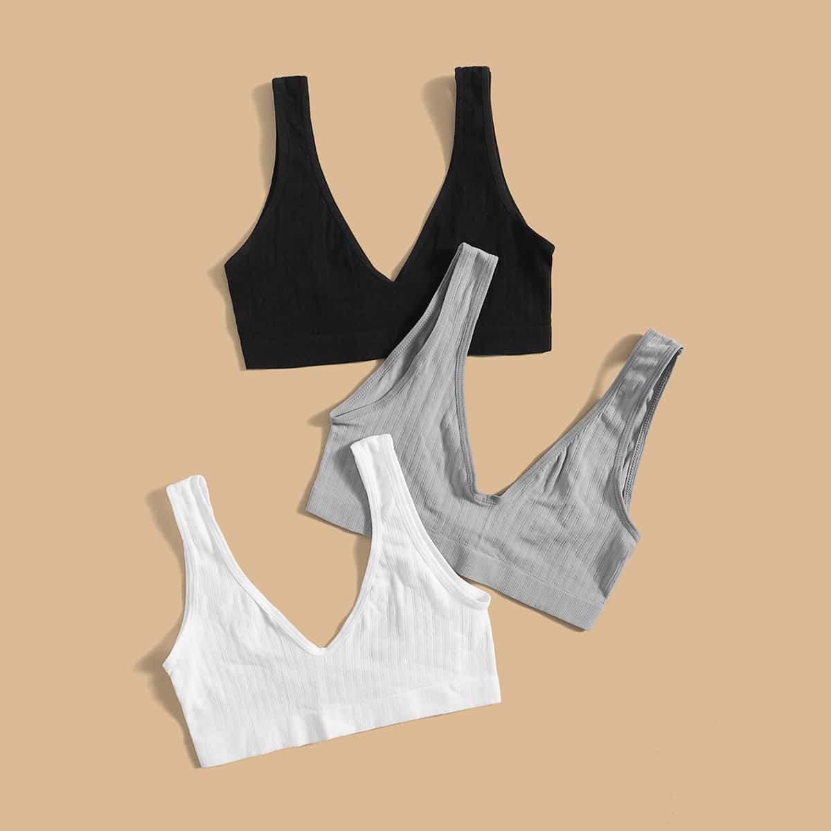 

3pack Solid Bra Set, Multicolor